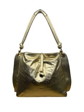 California Women’s Gold Leather Adjustable Strap & Snap Closure Shoulder Bag